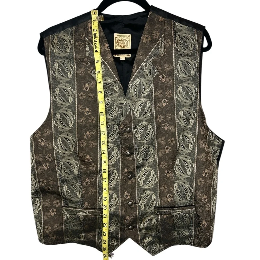 Classic WAH Maker Brown Patterned Men's Vest front buttons